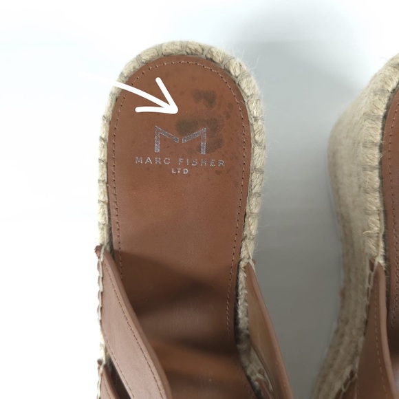 MARC FISHER LTD Brown LEATHER Robbyn Espadrille Wedge Sandal Size 9M - Picture 6 of 16